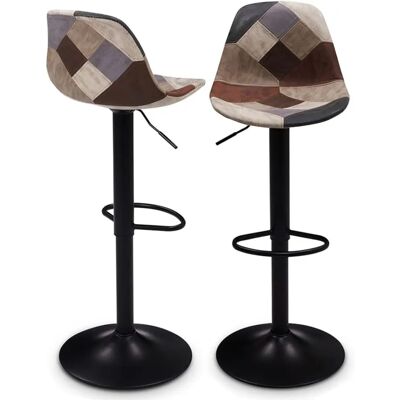IDMARKET Ensemble de 2 tabourets de bar patchwork - Réglable, 360° pivotant, Moderne IDMARKET Ensemble de 2 tabourets de bar patchwork - Réglable, 360° pivotant, Moderne
