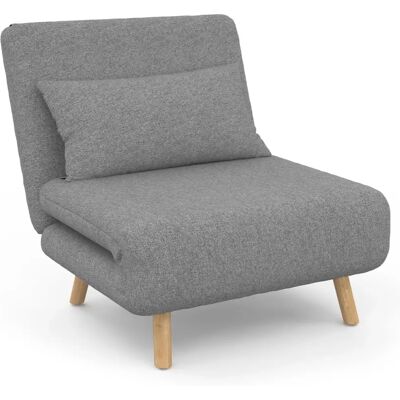 IDMARKET Romeo sofá cama - 80x190 cm, tela gris claro, diseño escandinavo IDMARKET Romeo sofá cama - 80x190 cm, tela gris claro, diseño escandinavo