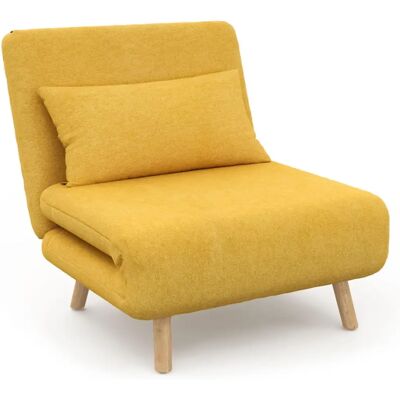 IDMARKET Romeo Canapé Convertible - Tissu Jaune, Compact - Publicité IDMARKET Romeo Canapé Convertible - Tissu Jaune, Compact - Publicité