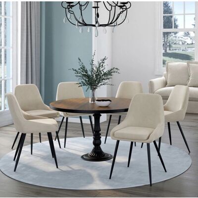 IDMARKET 6 Chaises Velours Beige Style Vintage IDMARKET 6 Chaises Velours Beige Style Vintage