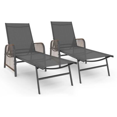 Idmarket Lot de 2 fauteuils de jardin - Acier, résistant UV, cordes rotin - Chaises longues de jardin Idmarket Lot de 2 fauteuils de jardin - Acier, résistant UV, cordes rotin - Chaises longues de jardin