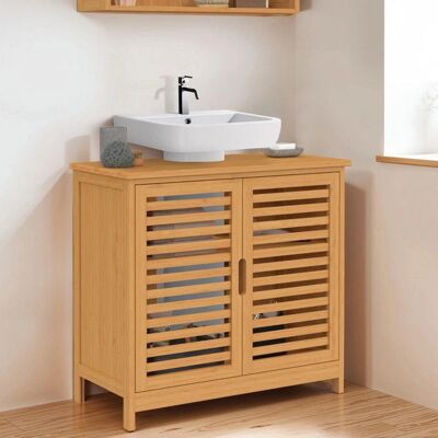 IDMARKET Armoire de bain en bambou - Rangement de salle de bain IDMARKET Armoire de bain en bambou - Rangement de salle de bain