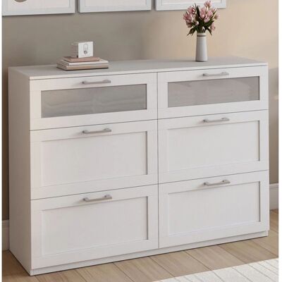 Commode VITO 6 tiroirs blanc mat - Meuble de rangement Commode VITO 6 tiroirs blanc mat - Meuble de rangement