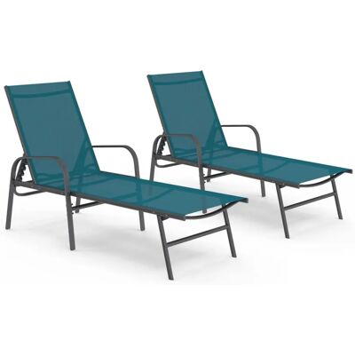 IDMARKET Ensemble de 2 transats FIDJI - Chaises longues de jardin IDMARKET Ensemble de 2 transats FIDJI - Chaises longues de jardin