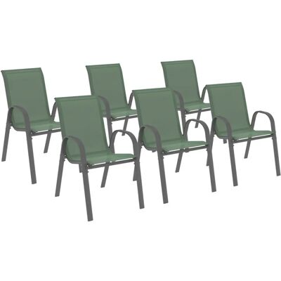 Chaise extérieure ID Market Lyma - Acier, Textilène, Vert, Gris - Chaise de jardin Chaise extérieure ID Market Lyma - Acier, Textilène, Vert, Gris - Chaise de jardin