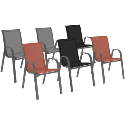 Chaise d'extérieur ID Market Lyma - Empilable, Assise en maille, Métal & Textile Chaise d'extérieur ID Market Lyma - Empilable, Assise en maille, Métal & Textile