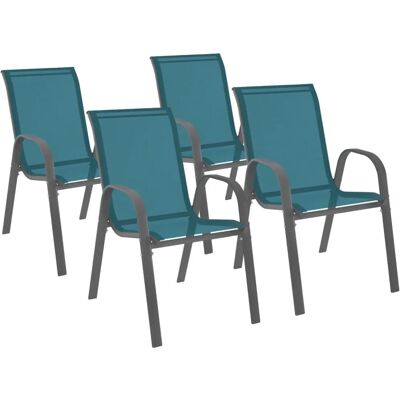 Chaise extérieure ID Market Lyma - Métal, Textile, Bleu - Chaise d’extérieur Chaise extérieure ID Market Lyma - Métal, Textile, Bleu - Chaise d’extérieur