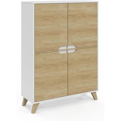 Idmarket Helsinki Armario de almacenamiento escandinavo de 4 puertas - Mueble Idmarket Helsinki Armario de almacenamiento escandinavo de 4 puertas - Mueble