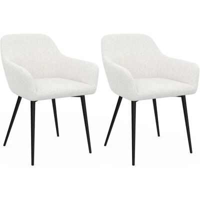 IDMARKET - SHELIA - Blanc - Bouclé Polyester - Chaises à manger IDMARKET - SHELIA - Blanc - Bouclé Polyester - Chaises à manger