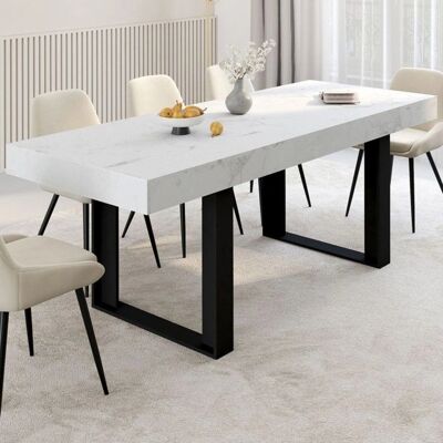 Idmarket Alaska Table à manger rectangulaire extensible 160-200 cm - Effet marbre blanc Idmarket Alaska Table à manger rectangulaire extensible 160-200 cm - Effet marbre blanc