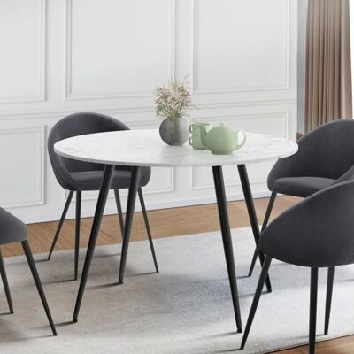 IDMARKET Amelia Table à manger ronde - Marbre blanc Alaska 6 personnes IDMARKET Amelia Table à manger ronde - Marbre blanc Alaska 6 personnes
