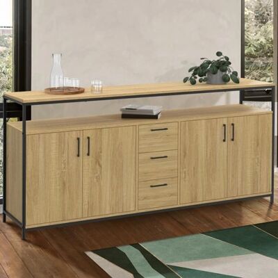 Idmarket Detroit XXL Buffet Industriel - 180cm - Publicité Idmarket Detroit XXL Buffet Industriel - 180cm - Publicité