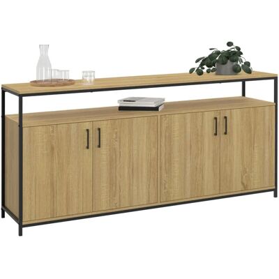 Idmarket Detroit 160cm Buffet Industriel - Bois & Noir - 4 Portes Idmarket Detroit 160cm Buffet Industriel - Bois & Noir - 4 Portes