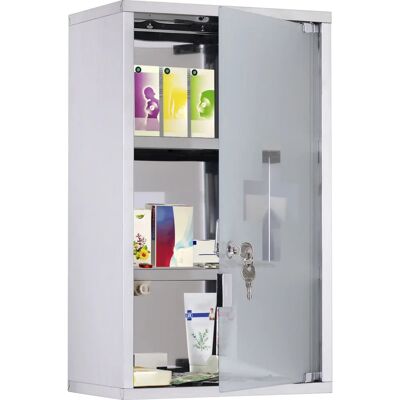 Armoire à pharmacie HOMCOM en acier inoxydable - 3 étagères - Publicité Armoire à pharmacie HOMCOM en acier inoxydable - 3 étagères - Publicité