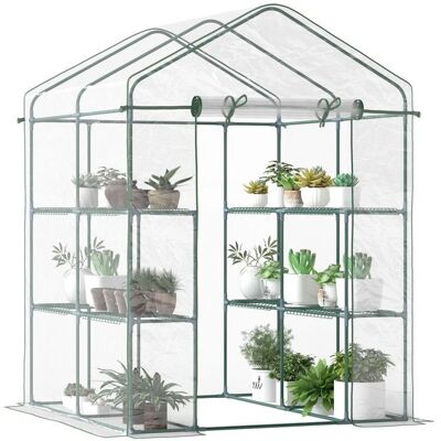 Serre HOMCOM Outsunny - Acier, PVC, 4 étagères - Jardin, Balcon - Publicité Serre HOMCOM Outsunny - Acier, PVC, 4 étagères - Jardin, Balcon - Publicité
