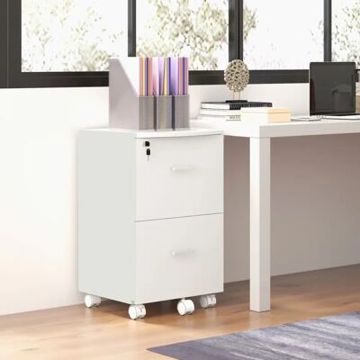 Vinsetto Armoire de bureau - 2 tiroirs verrouillables - Blanc - Publicité Vinsetto Armoire de bureau - 2 tiroirs verrouillables - Blanc - Publicité