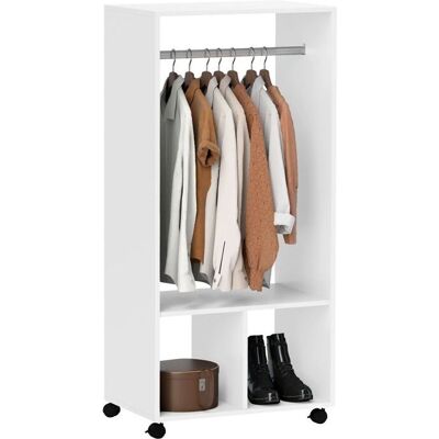 HOMCOM Armoire portable avec 2 niches - Blanc - Armoire - Publicité HOMCOM Armoire portable avec 2 niches - Blanc - Armoire - Publicité
