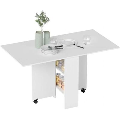 Table pliante blanche HOMCOM - Meuble multifonction gain de place - Publicité Table pliante blanche HOMCOM - Meuble multifonction gain de place - Publicité