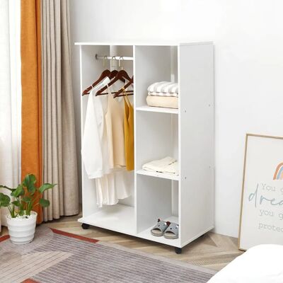 HOMCOM Porte-vêtements portable blanc avec 3 étagères et grand espace de rangement - Publicité HOMCOM Porte-vêtements portable blanc avec 3 étagères et grand espace de rangement - Publicité