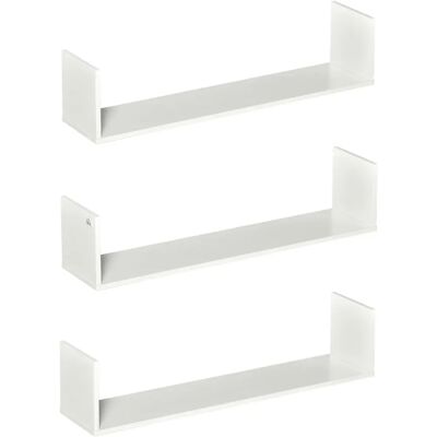 HOMCOM Ensemble d’Étagères Murales Flottantes en MDF Grain de Bois Blanc - 3 pièces 80x18x18cm - Publicité HOMCOM Ensemble d’Étagères Murales Flottantes en MDF Grain de Bois Blanc - 3 pièces 80x18x18cm - Publicité