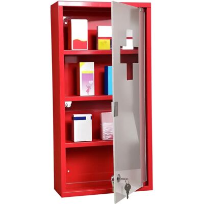 HOMCOM Armoire à pharmacie - Rouge, 3 étagères, porte en verre trempé - Publicité HOMCOM Armoire à pharmacie - Rouge, 3 étagères, porte en verre trempé - Publicité