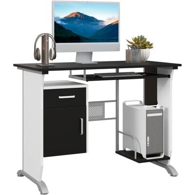 Bureau informatique HOMCOM noir et blanc avec rangements et plateau coulissant - Bureau informatique - Publicité Bureau informatique HOMCOM noir et blanc avec rangements et plateau coulissant - Bureau informatique - Publicité