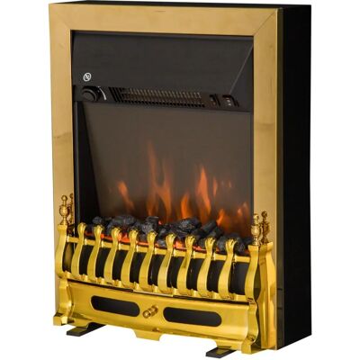 HOMCOM Cheminée électrique - Style néo rétro, effet flamme, 1000-2000W, noir et or - Publicité HOMCOM Cheminée électrique - Style néo rétro, effet flamme, 1000-2000W, noir et or - Publicité