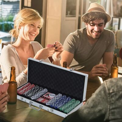 HOMCOM Poker Set - Model A70-014 met Chips, Kaarten, Dobbelstenen & Koffer HOMCOM Poker Set - Model A70-014 met Chips, Kaarten, Dobbelstenen & Koffer