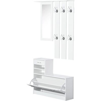 Ensemble de Meubles d'Entrée Homcom - Design Contemporain, Blanc - Publicité Ensemble de Meubles d'Entrée Homcom - Design Contemporain, Blanc - Publicité