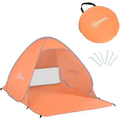 Outsunny Abri de plage - Tente pop-up protection UV orange - Publicité Outsunny Abri de plage - Tente pop-up protection UV orange - Publicité