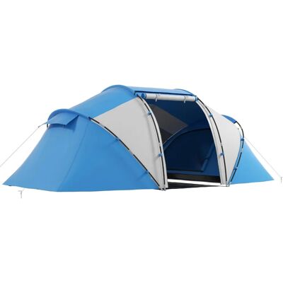 Tente de camping familiale Outsunny - 4-6 personnes, bleu blanc - Publicité Tente de camping familiale Outsunny - 4-6 personnes, bleu blanc - Publicité
