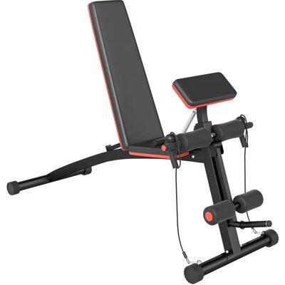 Banc de musculation pliable HOMCOM - Noir Rouge - Appareil de fitness - Publicité Banc de musculation pliable HOMCOM - Noir Rouge - Appareil de fitness - Publicité