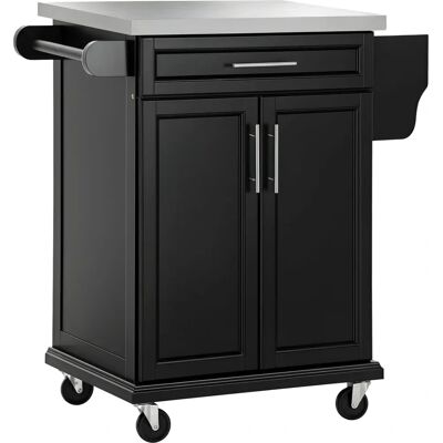 HOMCOM Chariot de Cuisine - Acier Inoxydable & Pin - 84x46x91cm - Publicité HOMCOM Chariot de Cuisine - Acier Inoxydable & Pin - 84x46x91cm - Publicité