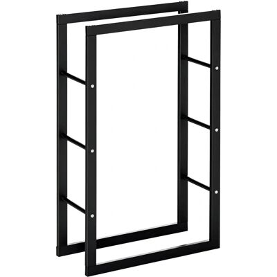 HOMCOM Support à bois Noir - Porte-bûches moderne - Publicité HOMCOM Support à bois Noir - Porte-bûches moderne - Publicité