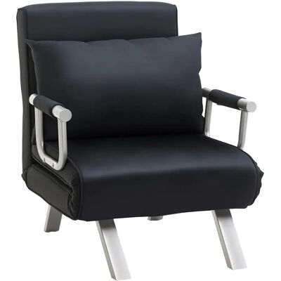 Homcom Fauteuil - Dossier ergonomique réglable - Revêtement en suédine - Pieds en métal - 1 place - Noir - Publicité Homcom Fauteuil - Dossier ergonomique réglable - Revêtement en suédine - Pieds en métal - 1 place - Noir - Publicité