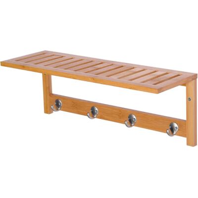 HOMCOM Porte-manteau mural avec étagère - Bambou Naturel - 50x16x17,5cm - Publicité HOMCOM Porte-manteau mural avec étagère - Bambou Naturel - 50x16x17,5cm - Publicité