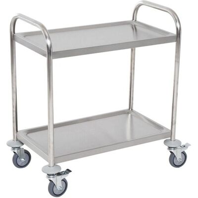 HOMCOM - Chariot de service - 2 étagères - 71x41x81 cm - Acier chromé - Publicité HOMCOM - Chariot de service - 2 étagères - 71x41x81 cm - Acier chromé - Publicité