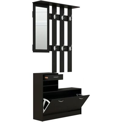 Ensemble de Meubles d'Entrée Homcom - Design Contemporain, Chaussures, Miroir, Porte-Manteau - Publicité Ensemble de Meubles d'Entrée Homcom - Design Contemporain, Chaussures, Miroir, Porte-Manteau - Publicité