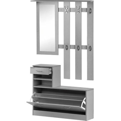 Ensemble de Meubles d'Entrée HOMCOM - Porte-manteaux, Meuble à Chaussures & Miroir - Publicité Ensemble de Meubles d'Entrée HOMCOM - Porte-manteaux, Meuble à Chaussures & Miroir - Publicité
