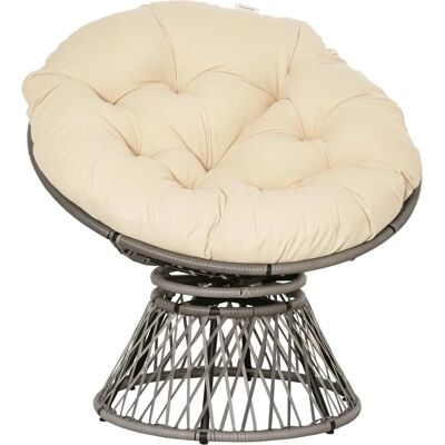 Fauteuil de Jardin Outsunny - Crème - Pivotant, Grand Coussin, Résistant UV & Pluie - Publicité Fauteuil de Jardin Outsunny - Crème - Pivotant, Grand Coussin, Résistant UV & Pluie - Publicité