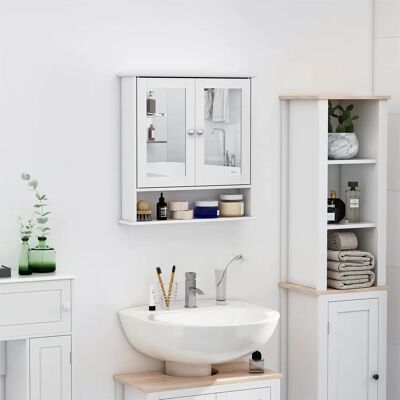 Armoire murale HOMCOM avec miroir et étagère réglable - Salle de bain - Publicité Armoire murale HOMCOM avec miroir et étagère réglable - Salle de bain - Publicité