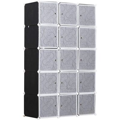 Armoire Modulaire HOMCOM - 15 Cubes Noir et Blanc - Publicité Armoire Modulaire HOMCOM - 15 Cubes Noir et Blanc - Publicité
