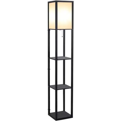 HOMCOM lampadaire étagère - 3 étagères 4 niveaux - Noir - Publicité HOMCOM lampadaire étagère - 3 étagères 4 niveaux - Noir - Publicité
