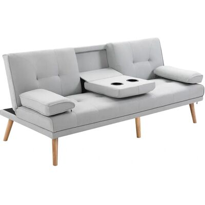 HOMCOM Canapé-Lit 3 Places Style Scandinave - Dossier Réglable - Bois - Publicité HOMCOM Canapé-Lit 3 Places Style Scandinave - Dossier Réglable - Bois - Publicité