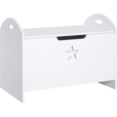 HOMCOM Coffre de rangement - 62x40x46cm - Blanc - Coffre à jouets - Publicité HOMCOM Coffre de rangement - 62x40x46cm - Blanc - Coffre à jouets - Publicité