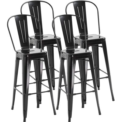 HOMCOM Lot de 4 Tabourets de Bar Industriels en Métal - Noir - Publicité HOMCOM Lot de 4 Tabourets de Bar Industriels en Métal - Noir - Publicité