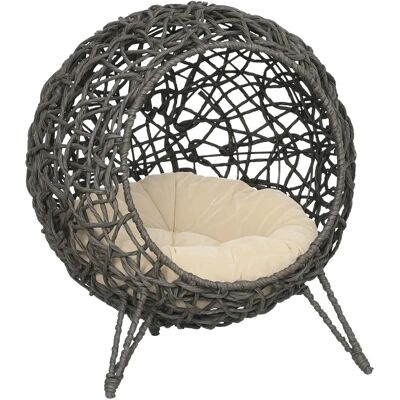 Cesto per Gatti Pawhut 52x58cm Beige/Grigio - Letto Comodo Cesto per Gatti Pawhut 52x58cm Beige/Grigio - Letto Comodo