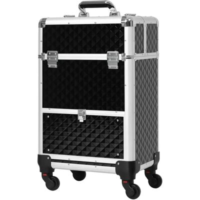 HOMCOM Make-up Trolley-Koffer - Schwarz - Kosmetikkoffer HOMCOM Make-up Trolley-Koffer - Schwarz - Kosmetikkoffer