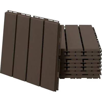 Outsunny Piastrelle da terrazza - 9 pz, Cioccolato - Facile da montare Outsunny Piastrelle da terrazza - 9 pz, Cioccolato - Facile da montare