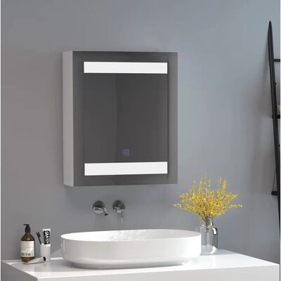 HOMCOM Miroir LED Blanc Armoire de salle de bain - Rangement moderne - Publicité HOMCOM Miroir LED Blanc Armoire de salle de bain - Rangement moderne - Publicité